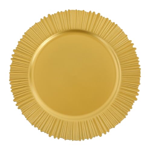 Set de 100 platos cargadores redondos dorados de 13 pulg miniatura 1