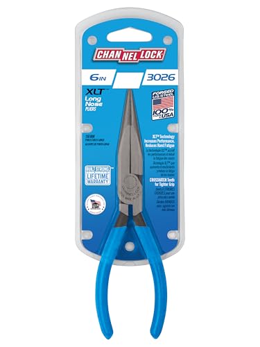 Image of Channellock 3026 6-Inch Long Nose Plier Blue, 6-Inch No Cutter
