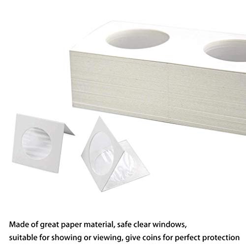 Uncle Paul 50 Stück Münzumschläge – 25mm PE-Folie, säurefreie 2x2 Zoll Kartonhalterungen für Münzen bis 24mm CS07250