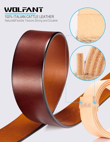 WOLFANT 1.5" Full Grain Leather Belt for Men,100% Italian Real Solid Leather4