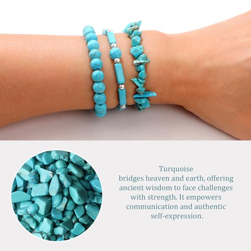 Raicegs 3PC/5PC Crystal Bracelet for Women Natural Stone Beaded Bracelets Handmade Stretch Bracelet Healing Crystal Jewelry for Women4