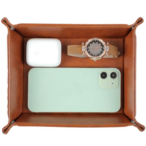 Gifts for Dad from Daughter Son Kids, Gifts for Dad Who Wants Nothing, Birthday Gifts for Dad Stepdad Husband, PU Leather Valet Tray