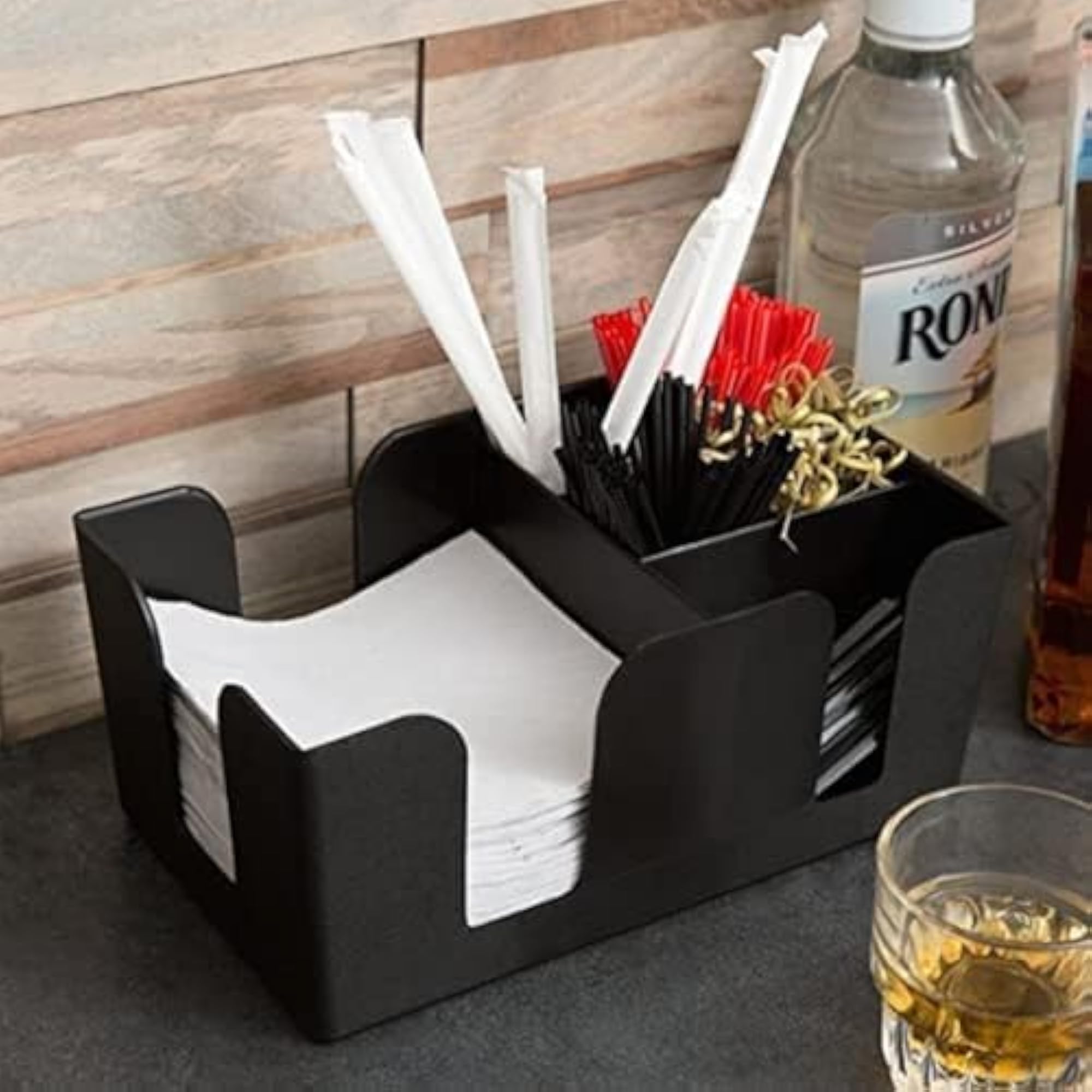 Bar Organizer with 6 Compartments, Black