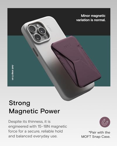 Image of MOFT Magsafe Wallet Stand Compatible with iPhone 16 /15 /14 /13 /12 Series, Angle Adjustment & MOVAS Phone Stand, Light BlackBerry