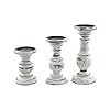 Benzara Wooden Pillar Shaped Candleholder, Set of 3, White