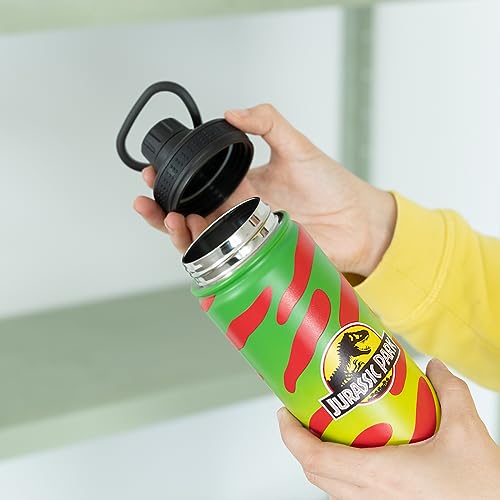 Grupo Erik Metal Water Bottle 500ml / 17oz - Jurassic Park Merchandise | Hot and Cold Water Bottle Stainless Steel, Cute Travel Bottles Gym | Jurassic World Rebirth Gifts Under 20 Pounds