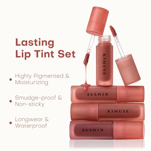Image of KIMUSE Water Gel Lip Tint 6-Colors Set, Highly Pigmented Glossy Lip Stains | Long Lasting Moisturizing Glossy Lip Tint Stain, Hydrating Lip Gloss Set Makeup, Waterproof, Transfer-Proof, Lightweight
