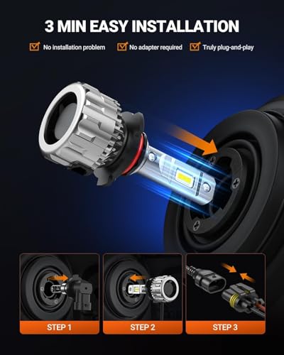 Image of SEALIGHT 9012 LED Bulbs, 70000LM 6500K Cool White Bulbs, IP68 Waterproof, 9012 Bulbs with 15000RPM Cooling Fan, 70,000HRS+ Lifespan, 1:1 Size Plug N Play, Pack of 2