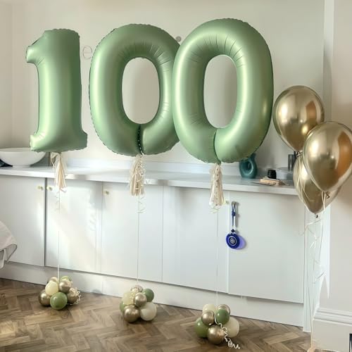 Image of Sage Green Number 13 Balloon,13 Balloon for Birthday Party Decorations | 13 Number Balloon,40 Inch 13 balloons,Helium-fillable,13 Foil Mylar Balloons,for Boys Girls Birthday Party Decorations