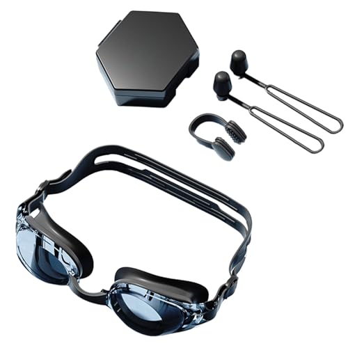 Gafas de Natación Antivaho | Juego con Clip Nasal y Tapones | Visión Panorámica Aprendizaje Accesorios Con Estuche Hombre Piscina Playa Lago Río Centro De Bienestar Escuela Gimnasio