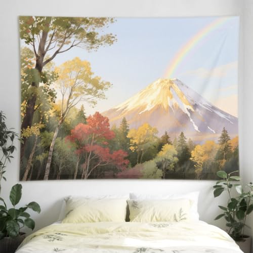 Tapisserie Volcan Forêt grand format au tissu d'impression haute netteté