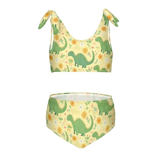 Wusikd Green Dinosaurs Girls Swimsuits Two Piece Flowers Swimwear Bikini Set for for Girls Size 3T