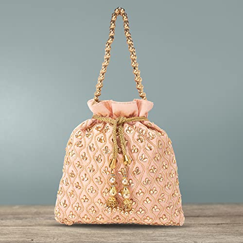 Image of Aheli Potli Purses Gift for Women Handmade Evening Handbag Stylish Bridal Fashion Wristlet
