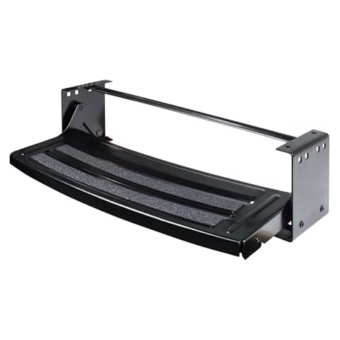Lippert Components Radius 24" Single Manual RV Step Assembly, 300 lbs. Anti-Slip Steps, Compact One-Hand Expand or Collapse, Black Powder Coat, Travel Trailers, 5th Wheels, Campers - 432678 Cover
