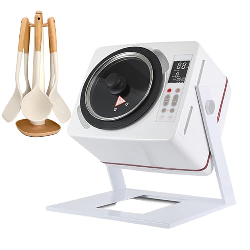 Máquina de cocción automática de 360 grados, 50-240 grados, panel táctil LED, incluye espátula de silicona y juego de cucharas de 5 piezas