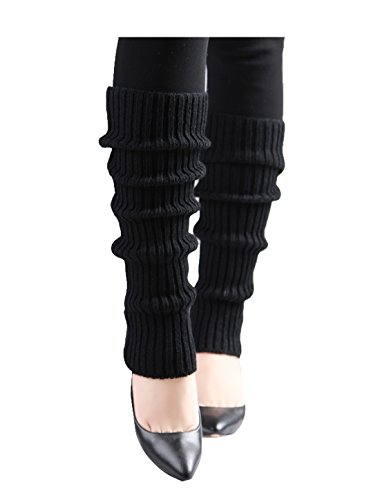 Image of uxcell Women's Knitted Design Solid Warm Thick Knee High Length Ribbed Leg Warmers