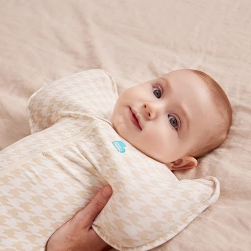 Image of Love to Dream Swaddle UP,Baby Sleep Sack, Self-Soothing Swaddles for Newborns,Get Longer Sleep,Snug Fit Helps Calm Startle Reflex,Newborn Essentials for Baby, 1.0 TOG,Newborn 5-8.5 lbs,Tan Houndstooth