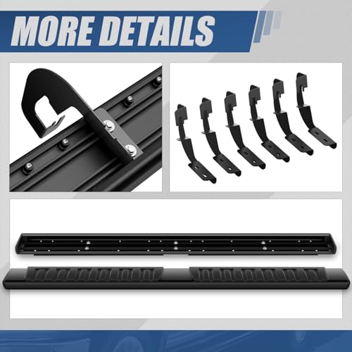 Image of Auto Dynasty Running Boards Double Cab Fits 2007-2019 Silverado 1500-3500HD | 6.3 inch Stainless Steel Step Bars Fits 07-19 Chevy Silverado GMC Sierra 1500 2500HD 3500HD Extended Cab, Black Side Steps