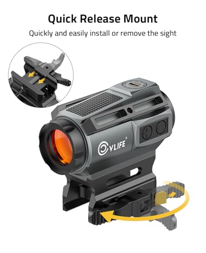 Image of CVLIFE EagleFeather X Solar Multi-Reticle Red Dot Sight for Rifle,1x20mm 2MOA Dot 40MOA Circle Motion Awake Solar Optics with Quick Detach Mount Flip Up Covers,IPX7 Waterproof Fogproof