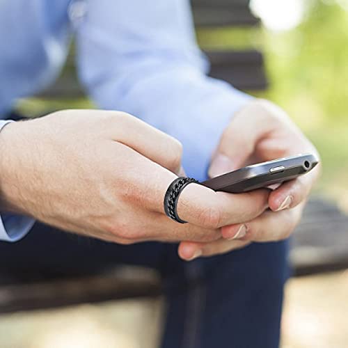 Flyun Viking Rings For Men, Mens Rings, Fidget Ring Spinner Ring, Men's Anxiety Rings, 3Pcs Stainless Steel Rings,Viking Rune Rings Meaning Happiness Joy Wealth Love Power Strength Stainless Steel Fidget Ring Spinner Rings, Men's Anxiety Rings (Black, 9) #TOP3