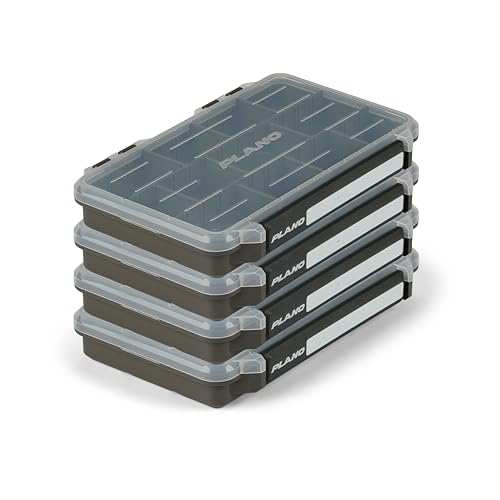 Image of Plano StowAway 3600 Stow Tackle Box with Corrosion-Preventive Rustricor, 4-Pack, Single Latch Design, Transparent DuraView Lid, Stackable Storage for Fishing Bait, Lures and Gear