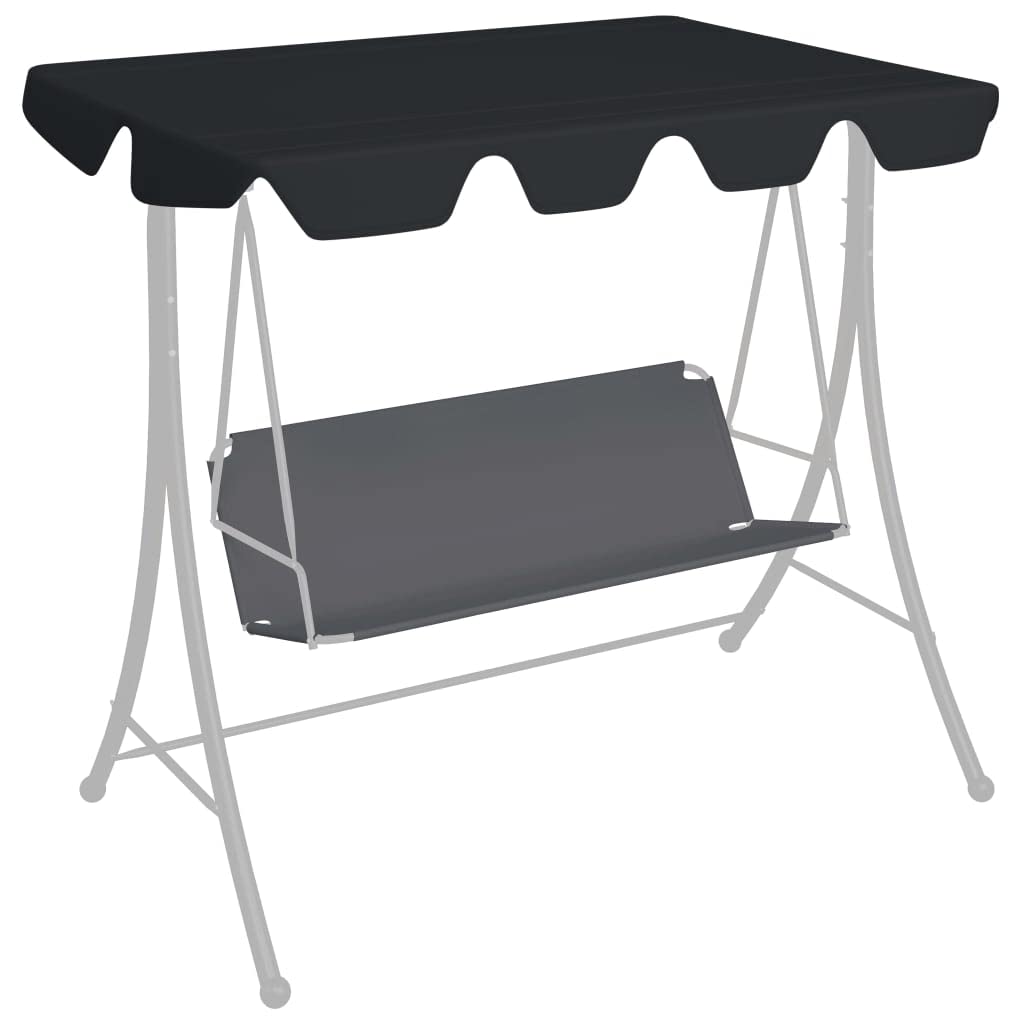 Toit de Rechange pour Balancelle Balançoire de Jardin, 248 x 186 cm (Noir)