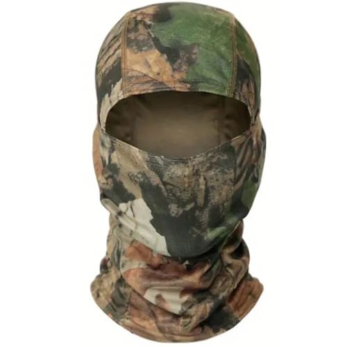 Cagoule de camouflage légère et respirante à capuche pour airsoft militaire, chapeau militaire, couvre-tête, cache-cou, Camouflage Woodland – Foncé, S/L