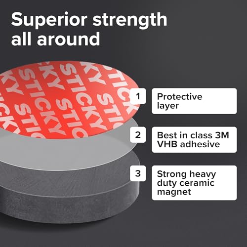 Image of Strong Ceramic Round Magnets with Adhesive Backing (0.7x0.2 /18x5mm, 100 pcs) - Heavy Duty Sticky Magnets, Non-Corrosive, Versatile for Home, Office, Workshop, Whiteboard, Fridge and Hobby Use