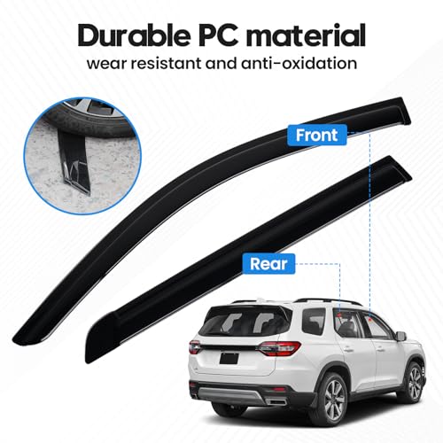 Image of Pilot Rain Guards - Window Visors for Honda Pilot 2023-2026, Out-Channel Side Window Rain Guards for Pilot, 4PCS, Black, Car Accessories