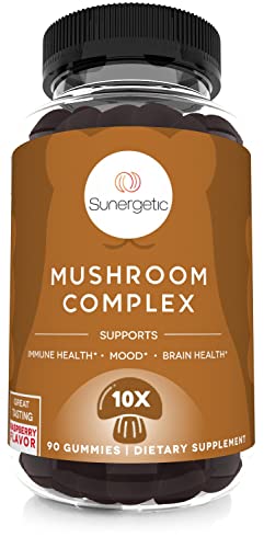 Premium Mushroom Gummies Supplement - Mushroom Complex for Immune Health, Brain, Mood & Stress Support - Mushroom Blend with Lions Mane, Chaga Extract, Reishi, Turkey Tail, Cordyceps (90 Gummies)