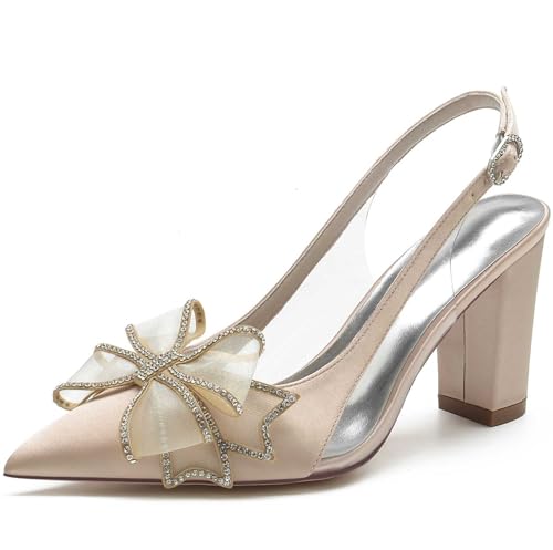 TarfiC Women's Elegant Ivory & White Satin High Heel Pumps