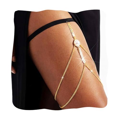 EVAZEN Pearl Thigh Jewelry Layered Leg Chain for Women