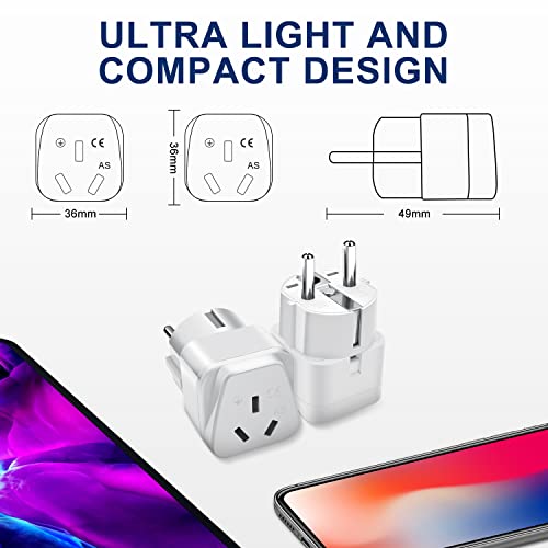 image for HEYMIX LIFE HEYMIX Travel Adapter EU 2-Pack,Australia to European Powe