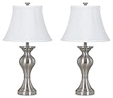 Signature Design by Ashley Rishona Metal Table Lamp, Set of 2, 29', Brushed Silver Finish