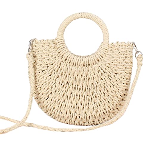 Sac portable chaîne et paille tressée pour femme avec poche rétro