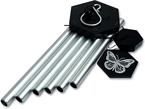 Fonmy Hand Tuned Wind Chime, Durable Wonderful 6 Aluminum Tubes, Perfect Decor for Garden Patio Balcony Outdoor & Indoor, Silver -33" Long