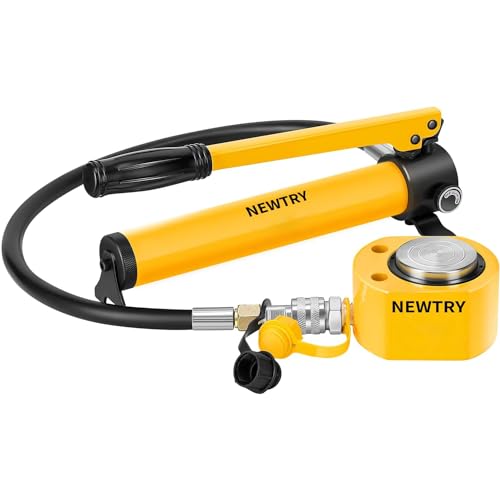 NEWTRY 油圧ジャッキ フラットジャッキ 5トン ストローク8mm 油圧 ラムシリンダー セパレート 軽量 コンパクト 薄型 持ち運びに便利 造船、橋梁、建設業界で使用 狭いスペースに CP-180手動ポンプ付き (5t)