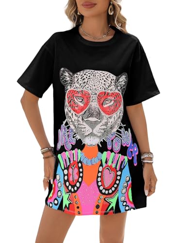 Womens Graphic T Shirts Sequined Tops Sparkly Tops for Women Rock Shirts with Crew Neck Funny Graphic Tees for Women