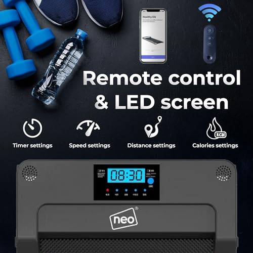 Neo Black Under Desk Portable Walking Pad Treadmill Adjustable Speed Remote LED Display for Home Office Fitness Exercise Installation-Free - Image 4