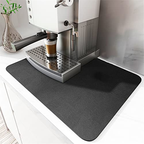 Morbuy Tapis de Machine à Café, Tapis de Séchage Vaisselle, Tapis Égouttoir Vaisselle en Nanofibre, Tapis Évier Cuisine Lavable Super Absorbant Séchage Rapide Antidérapant (40x60cm,Anthracite)