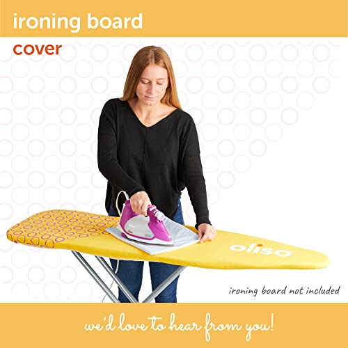 Image of oliso Ironing Board Cover and Pad - 100% Cotton - Standard 15 x 54 | Yellow, 5mm Thick Felt, Scorch Resistant, Wide Elastic Edge, Adjustable Straps, Heat Reflective