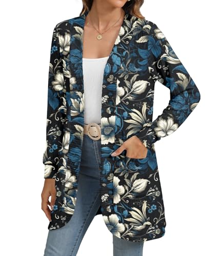 Image of YSYOKOW Cardigan Sweaters for Women Long Sleeve Open Front with Pockets | Long Cardigans for Women Lightweight Soft Casual Dressy Loose Fit Cardigan Sweater with Pockets for Work and Office