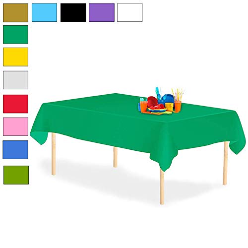 YANGTE Mantel de plástico desechable, 8 unidades, 137 x 274 cm, para mesas interiores o exteriores, fiestas, cumpleaños, bodas, Navidad, Verde, 8 Pack 54x108Rectangle