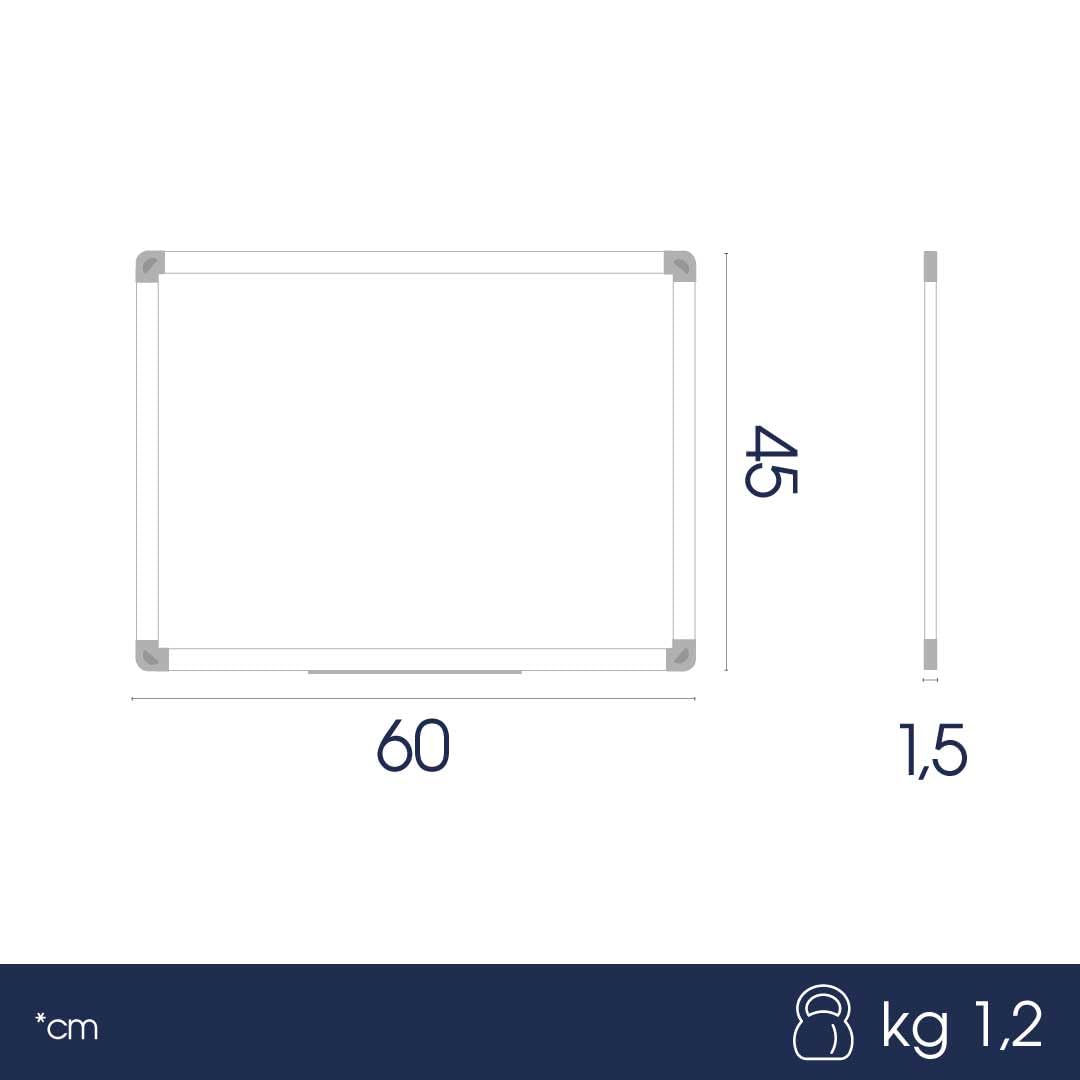Danieli | Lavagna magnetica da parete con 8 pennarelli cancellabili, 8 calamite, 1 cancellino magnetico. Vaschetta porta accessori e Kit di fissaggio incluso. (60x45x1,5)