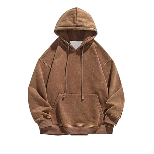 Men's Acid Wash Hoodies Oversize Suede Smooth Board Hooded Pullover Y2K Streetwear Heavyweight Vintage Sweatshirts