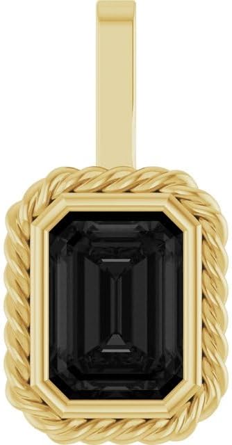Jewels By Lux 14K Yellow Or White Gold Emerald 7 X 5 Mm Polished Natural Black Onyx Mens Solitaire Pendant