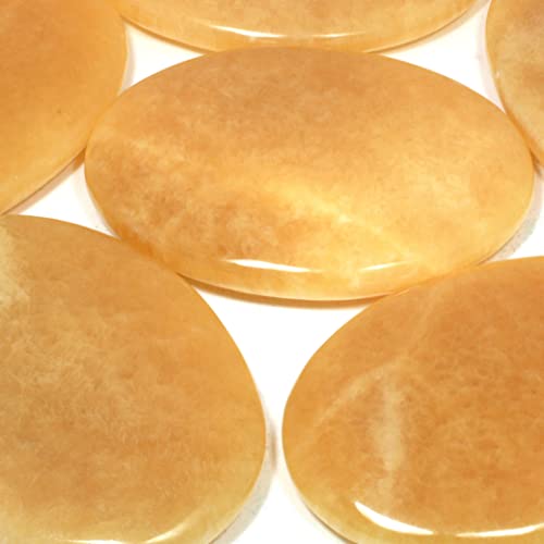 CrystalAge Orange Calcite Palm Stone, Extra Grade ~70x50mm