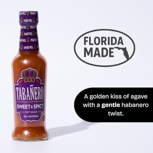 Image of Tabanero Sweet & Spicy Hot Sauce, Made in the USA, Small Glass Bottle, 5 oz