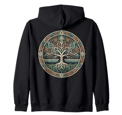 Image of Cool Tree of Life Symbol In Nordic Art Style Men Women Zip Hoodie