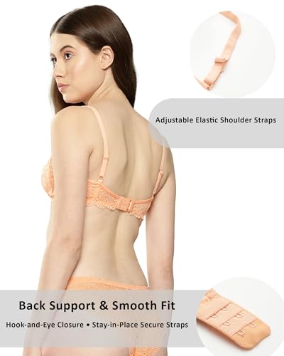 Image of LEADING LADY Women Bra | Non Padded | Non Wired | Full Coverage | T-Shirt Bra | Lace Style Adjustable Straps | Every Day Bra
